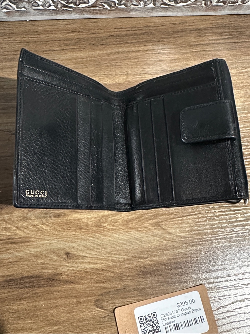 Gucci Black Leather Compact Wallet with Gold Horsebit Detail - Picture 2 of 7
